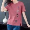 Short-sleeved T-shirt for women, 2025 new summer Korean style, loose and plus-size, artistic printed T-shirt for chubby girls, trendy top Item Picture
